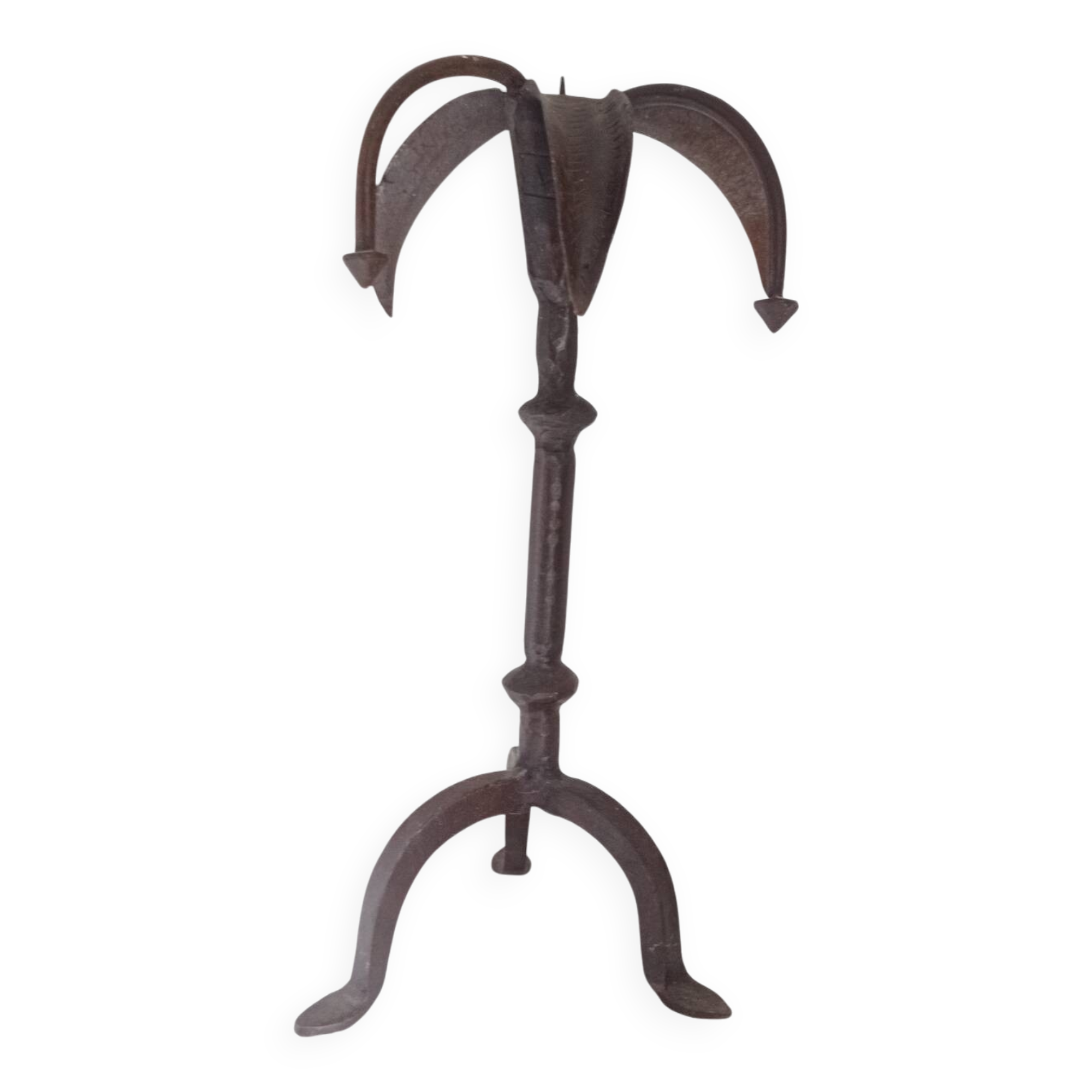 Brutalist wrought iron candle holder