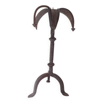 Brutalist wrought iron candle holder