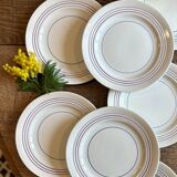 Set of 10 vintage flat plates in semi-porcelain Céranord.