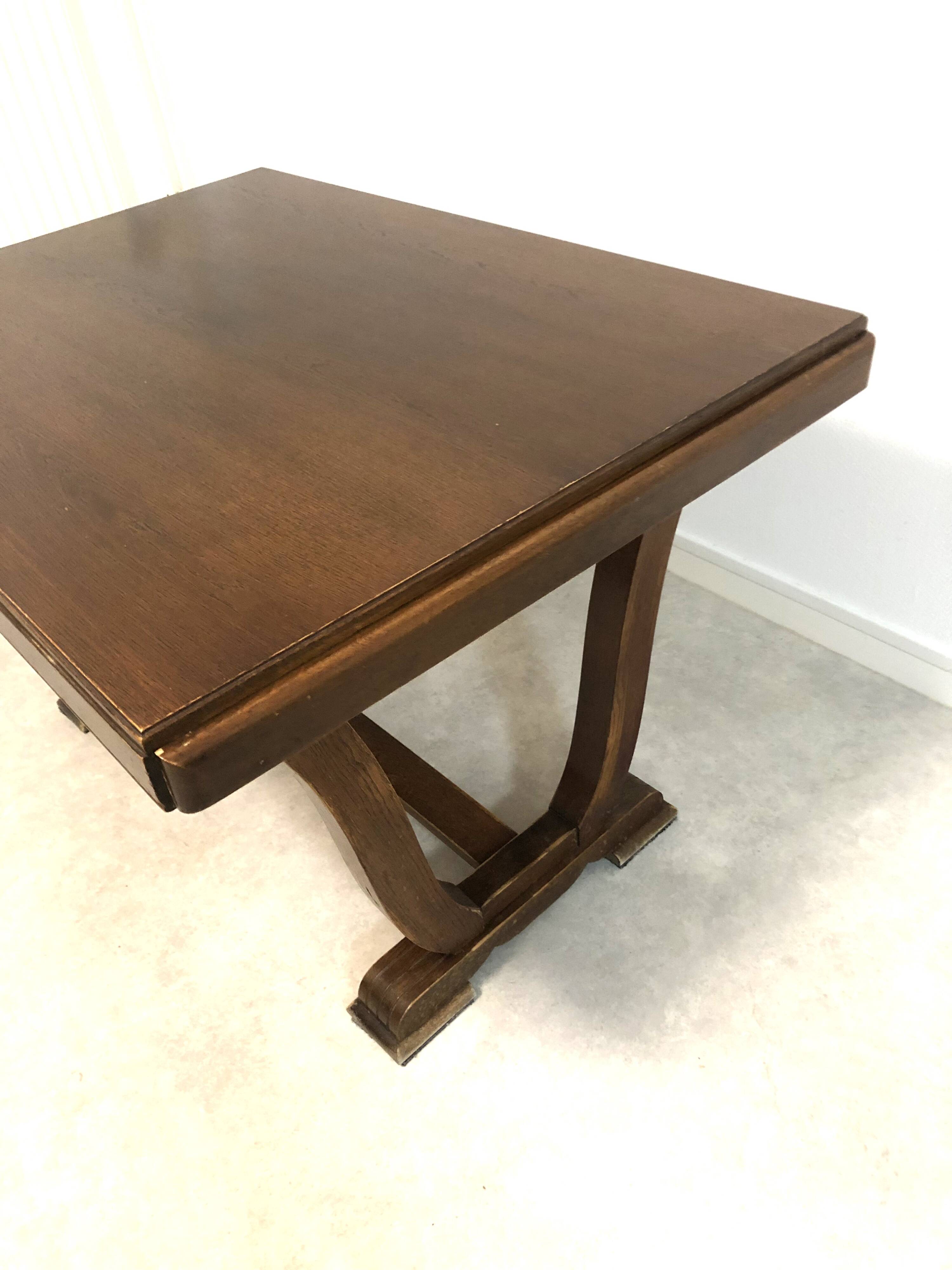 Oak table with extensions for art deco style dining room