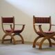 Vintage 1960s Brutalist Kurul Armchairs in Oak - style of Henning Kjærnulf