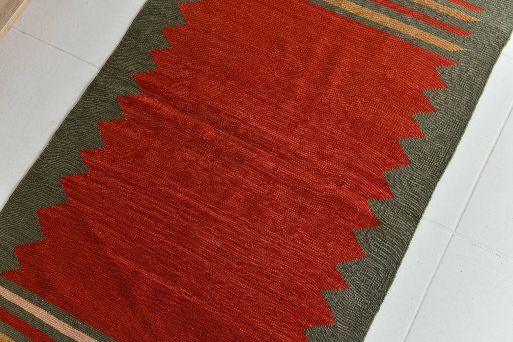 2x6 Red & Green Short Kilim Runner Rug, 73x188Cm