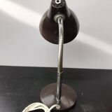 Brown Metal Desk Lamp with Flexible Chrome Arm, 1970s Industrial Vintage