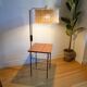 Vintage modernist reading floor lamp with table Poland 1960