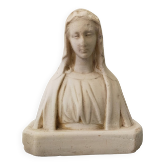 Vintage Virgin Mary plaster bust stamped