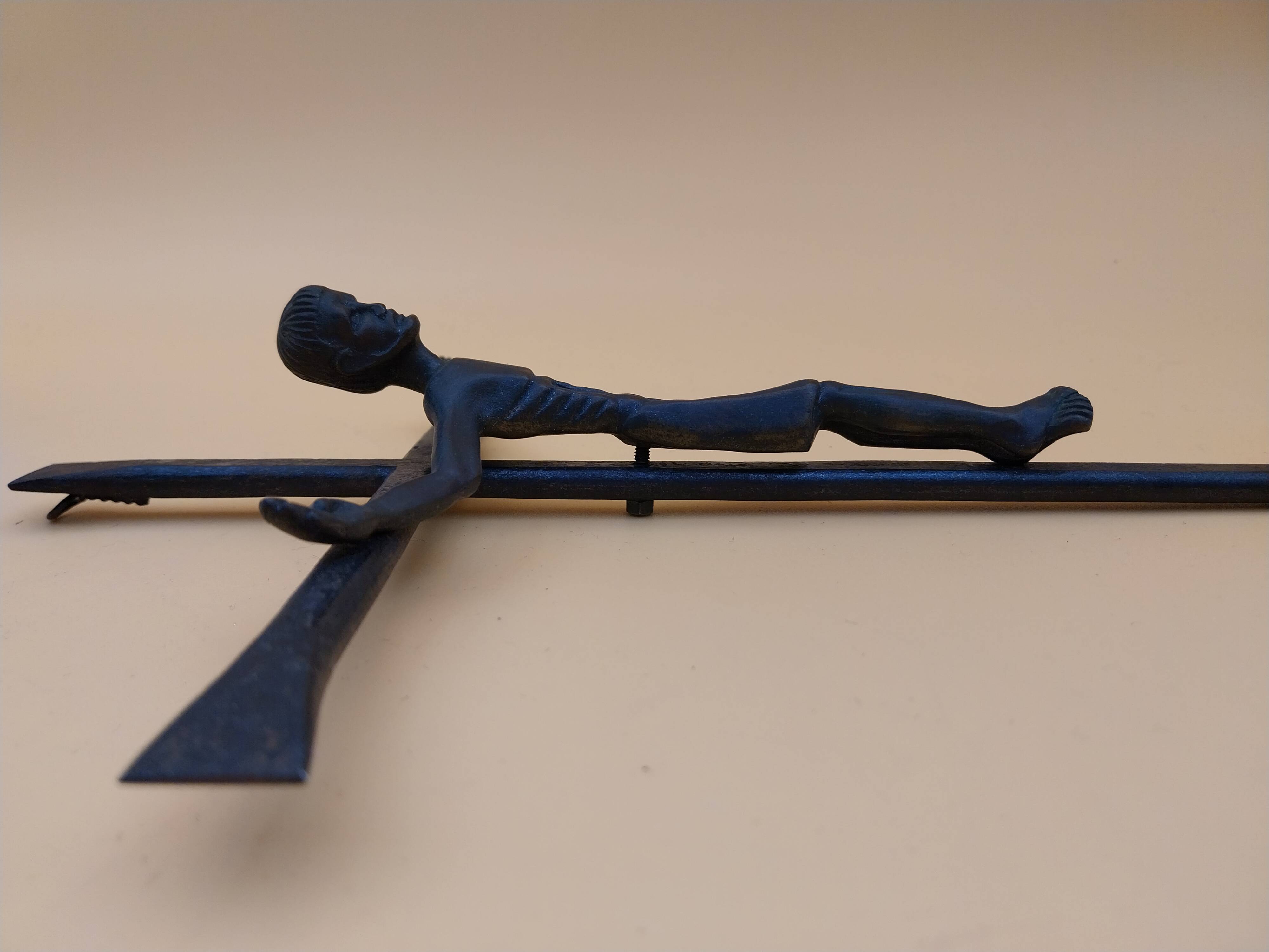 Bronze and wrought iron crucifix Christ Jesus unsigned