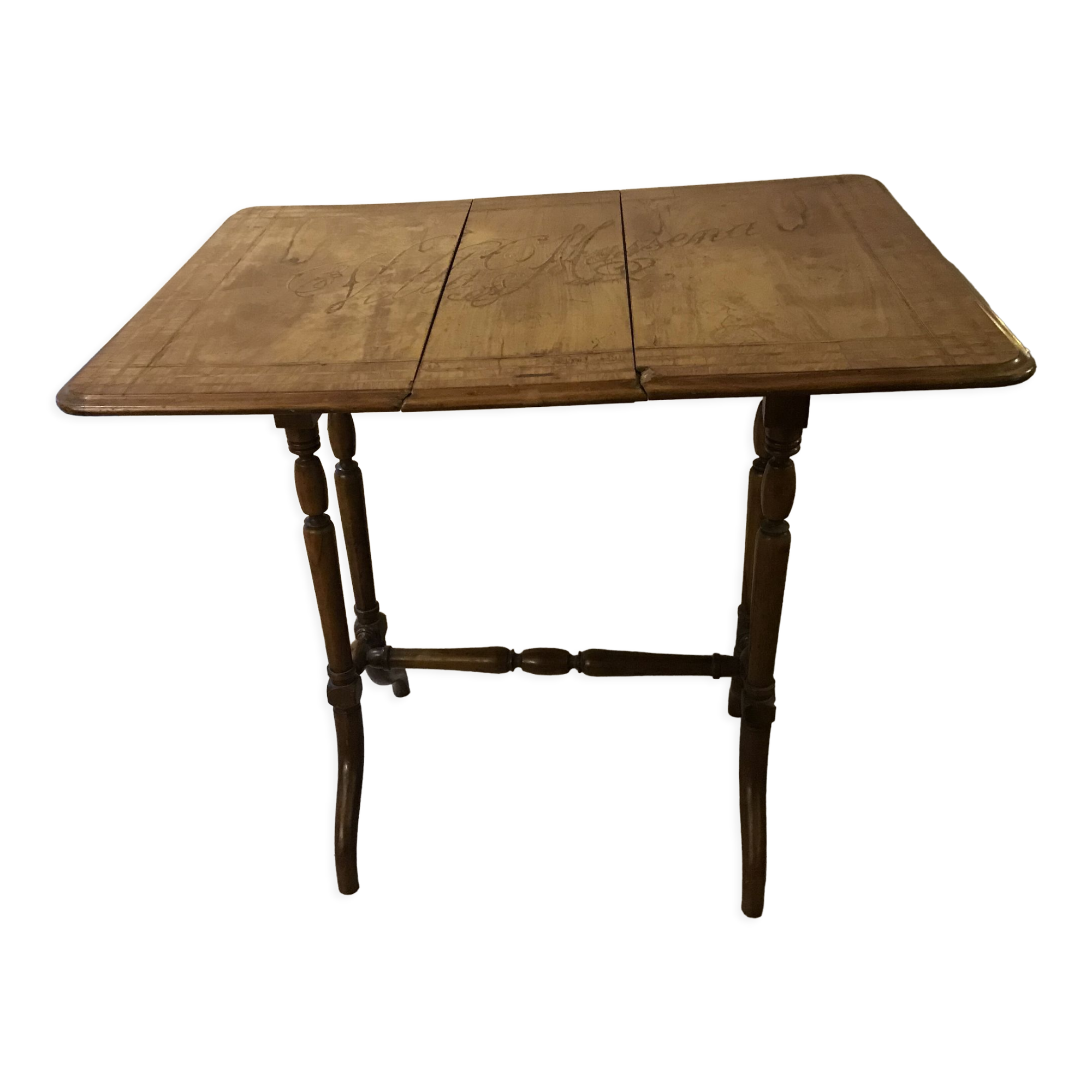 Napoleon iii walnut shutter table with marquetry villa massena nineteenth era