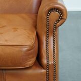 Cowhide leather wingback armchair