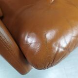 Scandinavian fawn leather sofa
