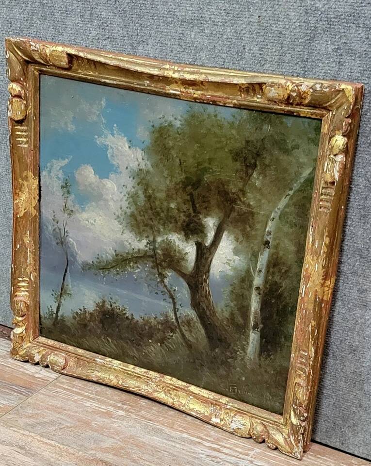 Da Silva after Corot: oil painting on panel landscape late 19th century