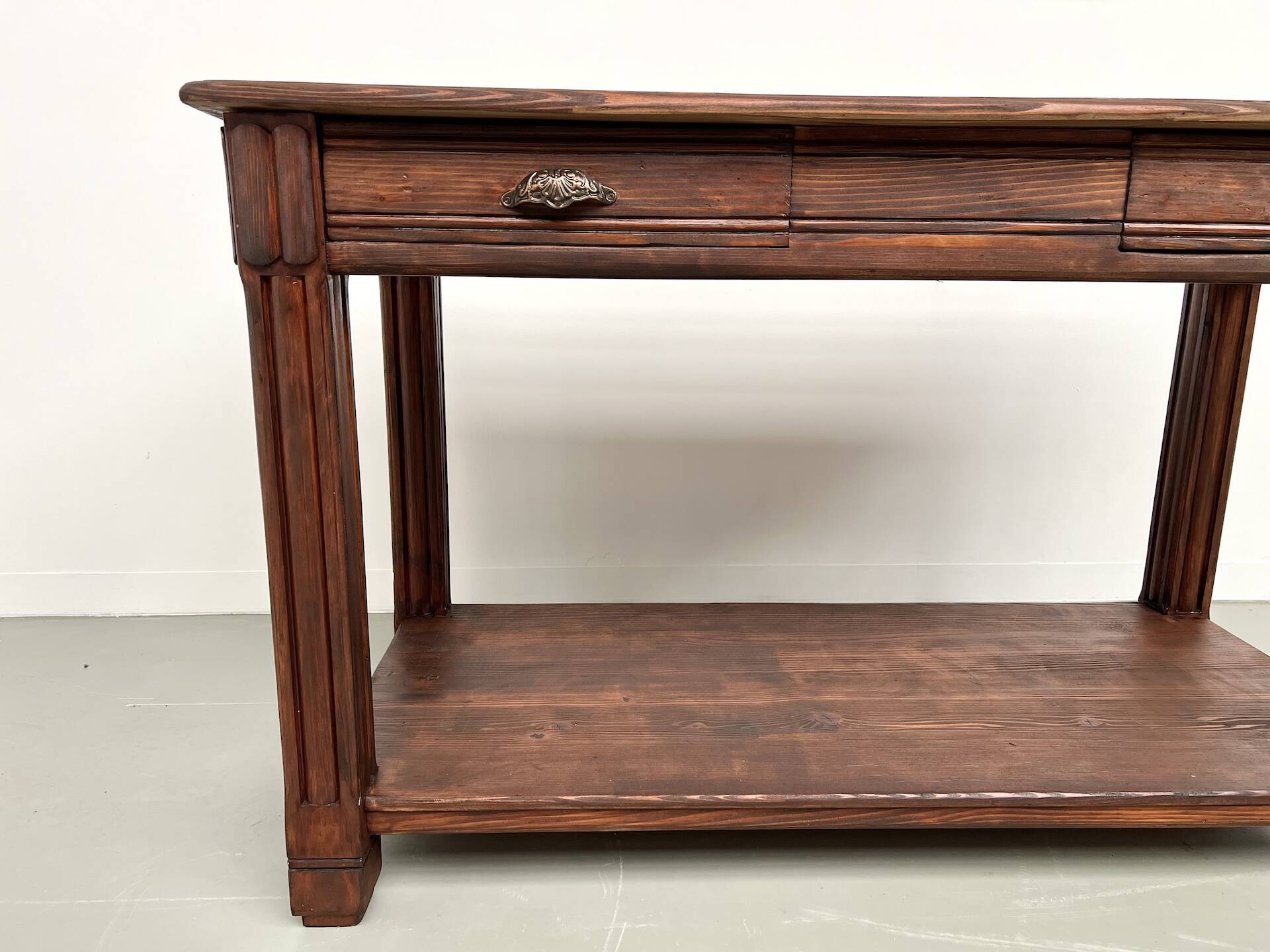 Small pine drapery table from the 1950s