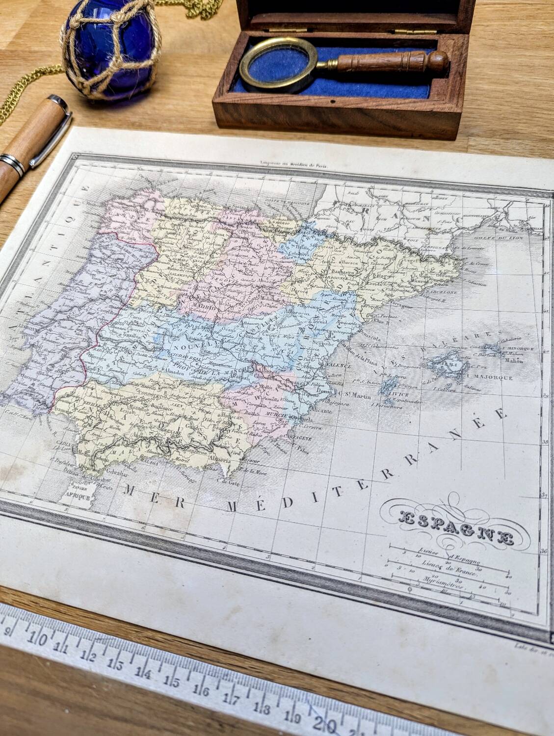 L'Espagne, carte ancienne, imprimée en 1852.