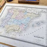 L'Espagne, carte ancienne, imprimée en 1852.
