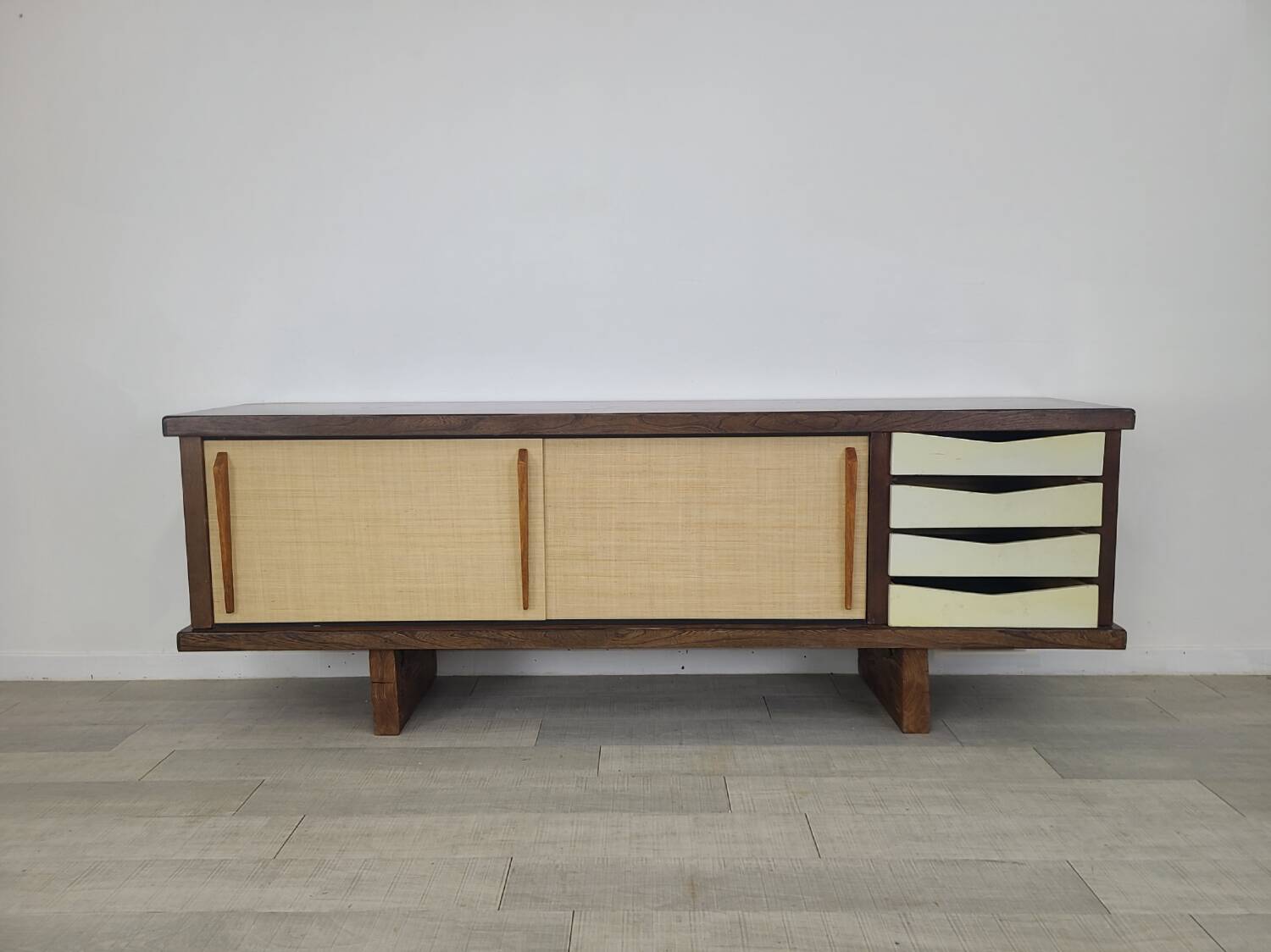 Vintage brutalist sideboard design 1970s