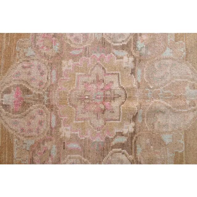 Vintage Turkish Hand-Knotted Wool Cotton Brown Area Rug 69x71