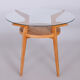 Mid-century small round table, jitona sobeslav, oak, glass, czechia, 1950s