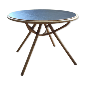 Table basse rotin noire