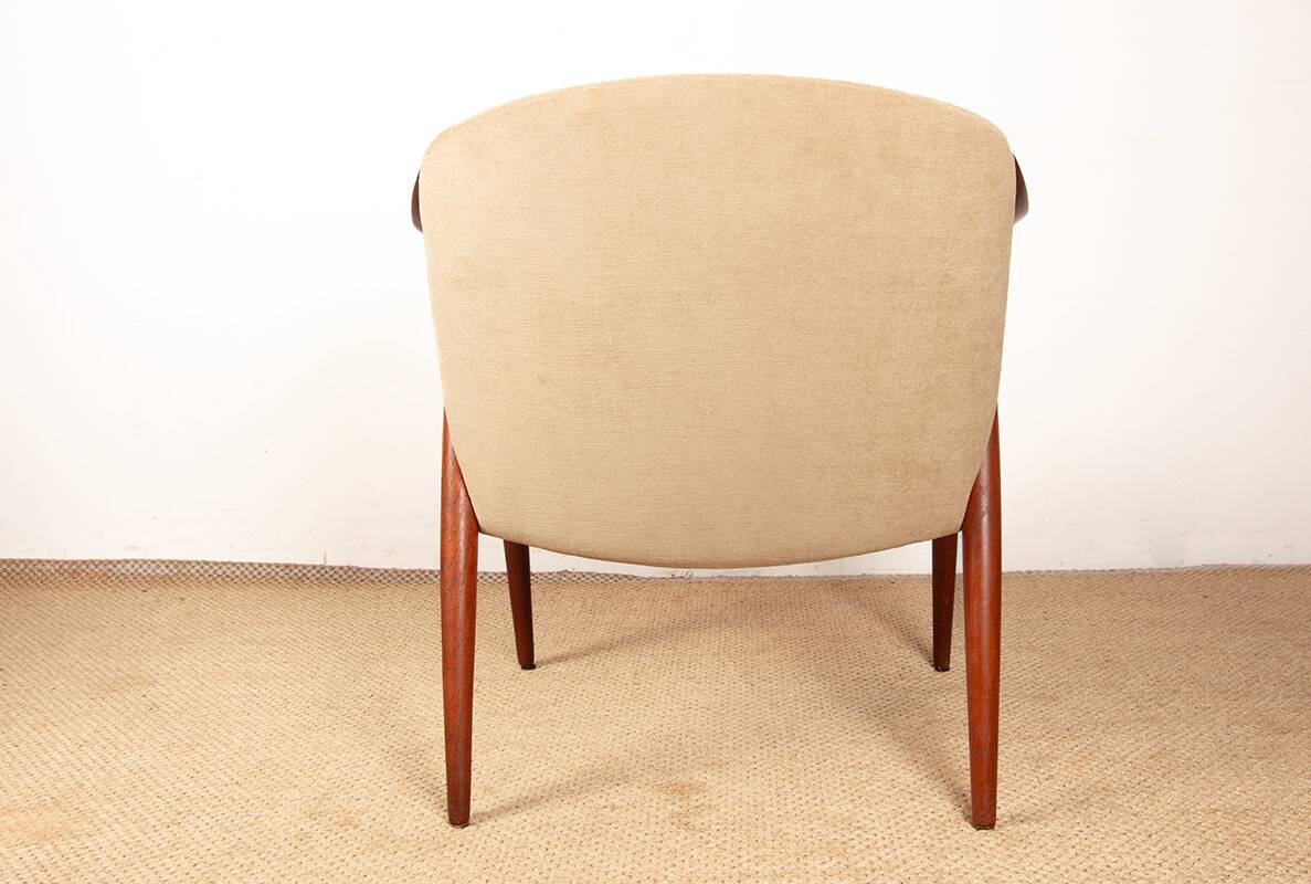 2 Scandinavian armchairs in teak and fabric, new Tyrol model, Gerhard Berg.