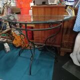 Glass and wrought iron console table