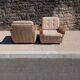 Paire de fauteuils vintage en bois et tissu