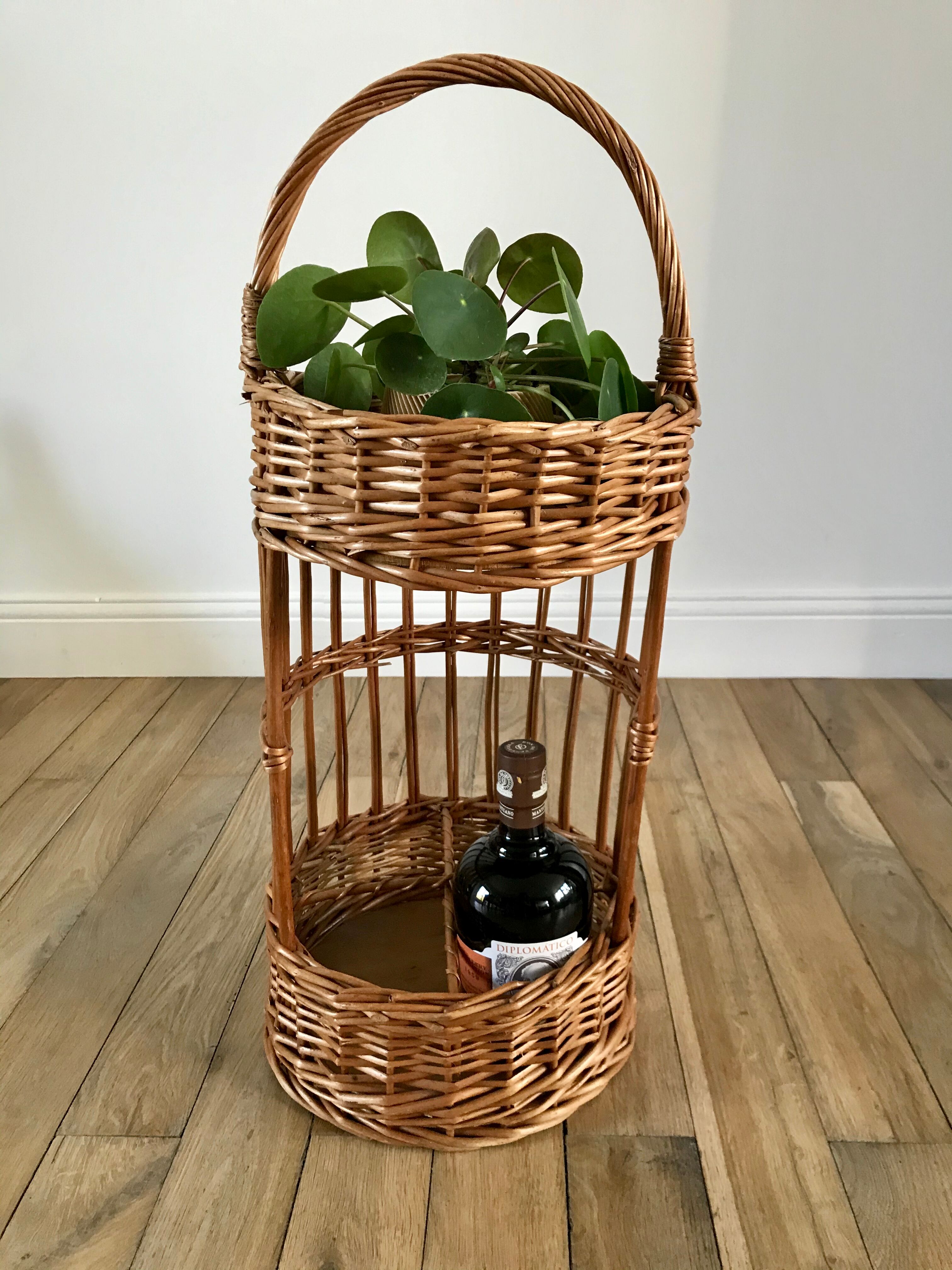 Wicker rattan bottle holder 50s-60s