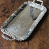 Rectangular metal serving tray with two handles Raisins