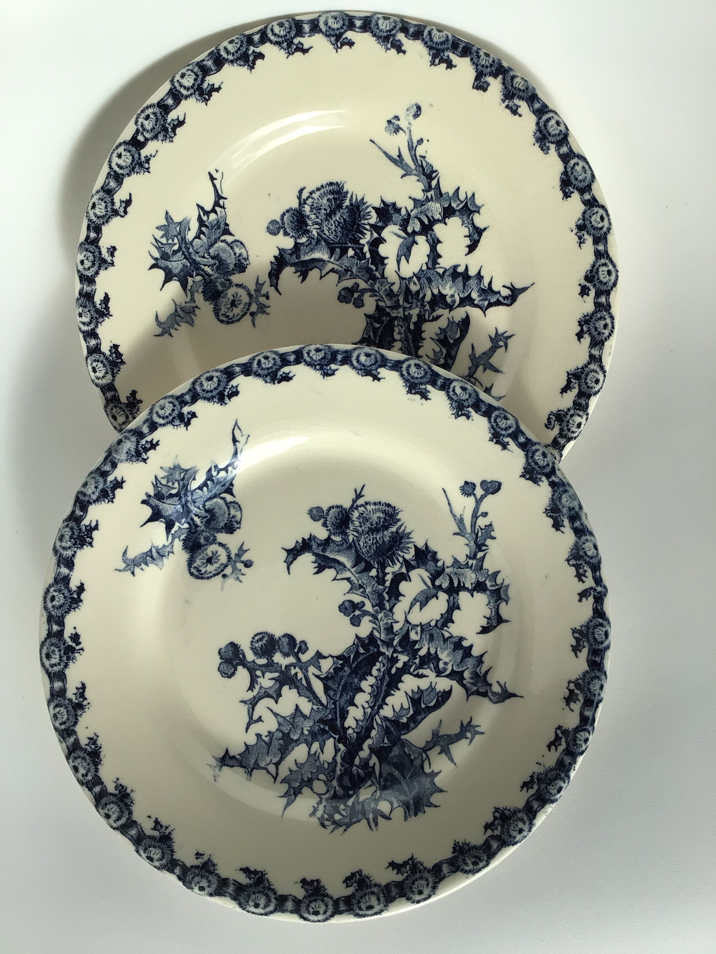 2 Flat plates Gien Chardons dark blue