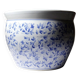 Cache-pot chinois vintage en porcelaine bleu et blanc à décor vegetal