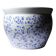 Cache-pot chinois vintage en porcelaine bleu et blanc à décor vegetal