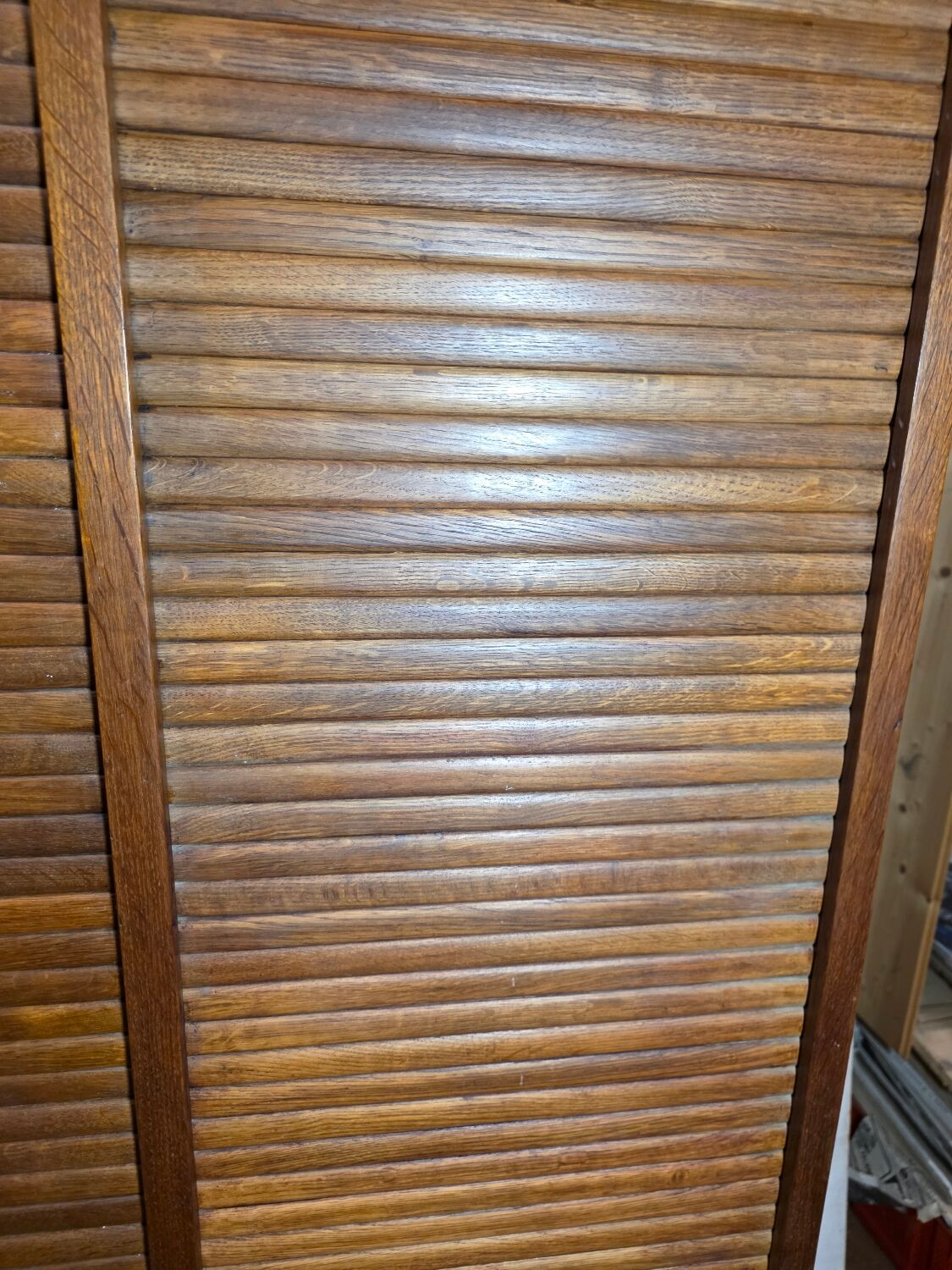 Antique double curtain oak cabinet