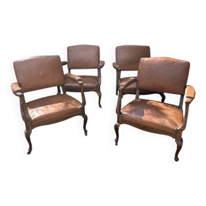 4 fauteuils cuir chippendales