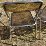 Lot 5 folding chairs in brown plexiglass 70s