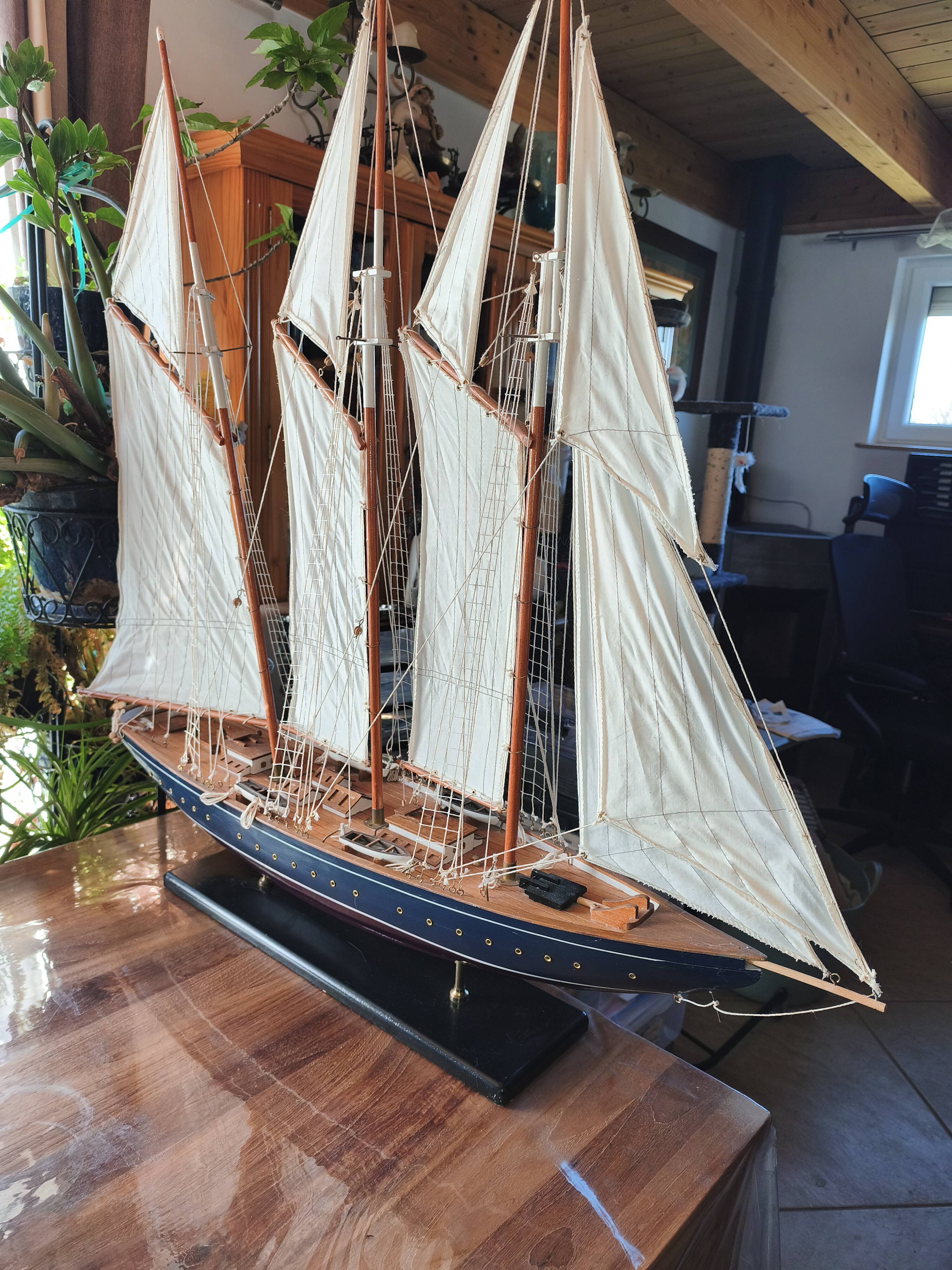 Large model of a three-masted ship, 105 cm x 100 cm x 20 cm.