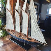 Large model of a three-masted ship, 105 cm x 100 cm x 20 cm.