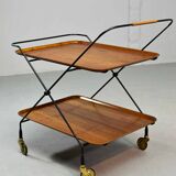 Minimalistic Paul Nagel Teak and Steel Teatrolley. Germany, 1950s