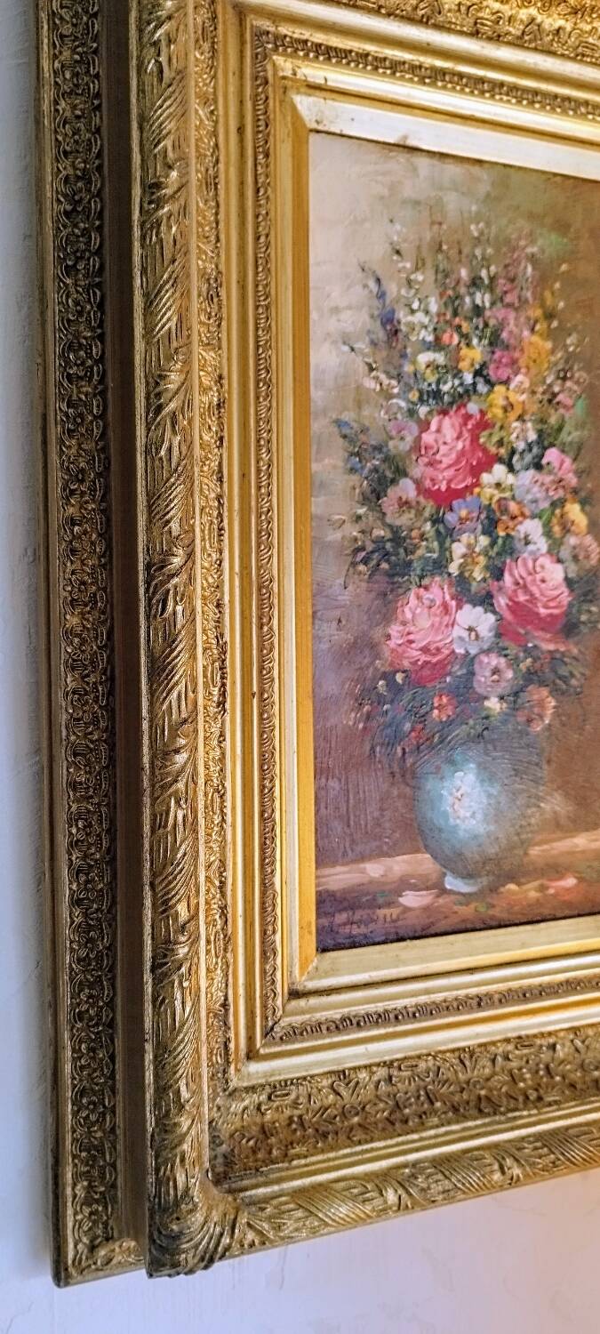 Oil on panel "Bouquet of flowers" signed Robert Mogisse