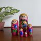 Pink matryoshka vintage russian nesting dolls (5 pieces)