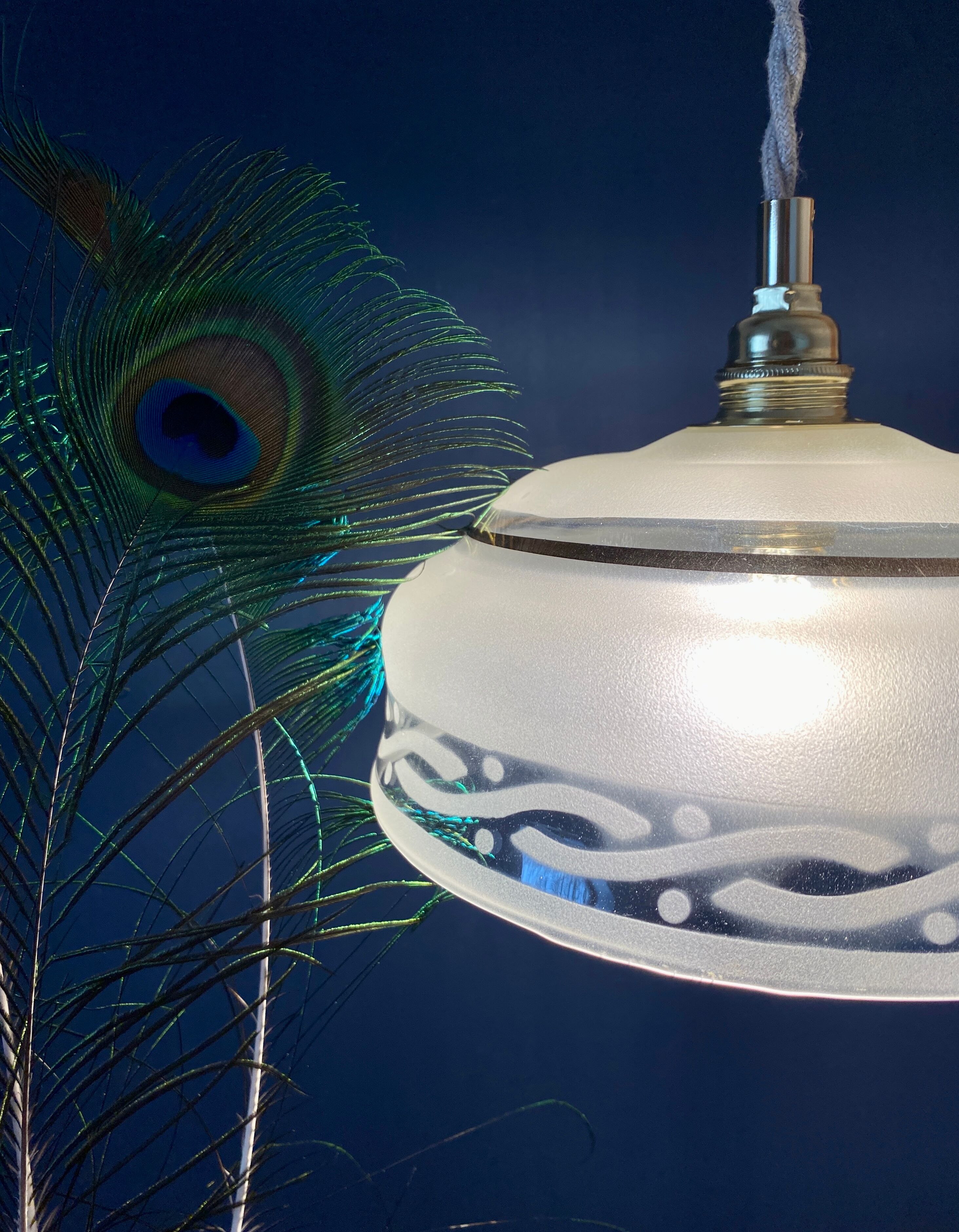 Vintage frosted glass lampshade pendant lamp
