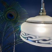 Suspension abat-jour vintage en verre dépoli