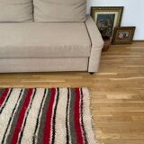 Set of two Romanian wool fluffy rugs with stripes made by hand