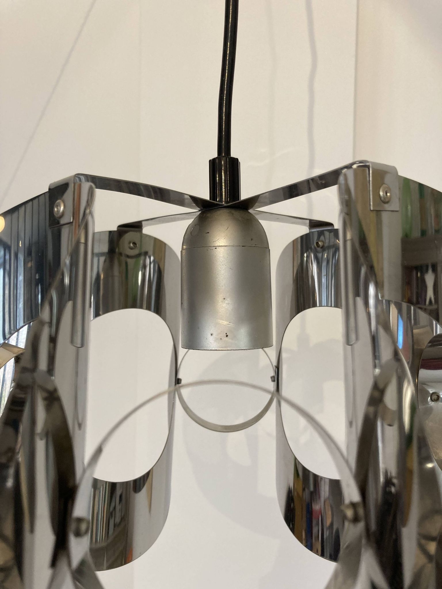 space age chrome metal suspension
