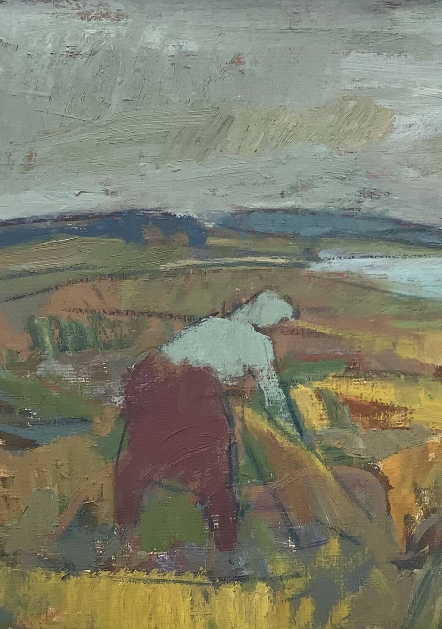 Svan Grandin (1906- 1982) Vintage Oil Painting Landscape “Harvesters”