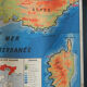 School geography map framed of 1960s
