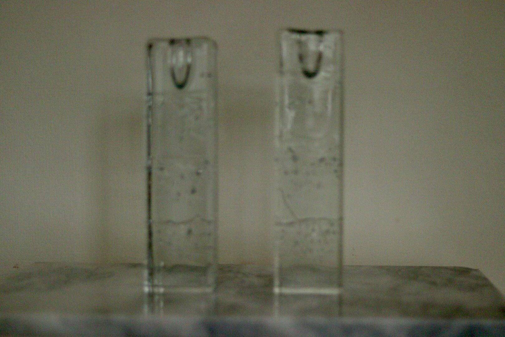 Pair Of Solid Glass Candlesticks "Arkipelago" From ittala Finland