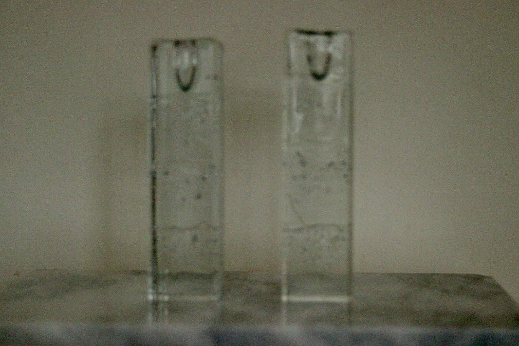 Pair Of Solid Glass Candlesticks "Arkipelago" From ittala Finland