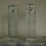 Pair Of Solid Glass Candlesticks "Arkipelago" From ittala Finland