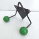 Coat rack V hooks balls green wood