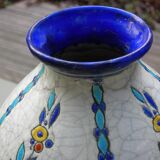 Boch La Louvière vase with a floral decoration in cracked faience