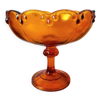 Coupe à fruits en verre ambré