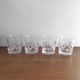 Set of 4 glasses of crystal whisky signed